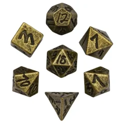 Udixi Dice Tilbehør^Metal Keychain Bullet with tiny Metal Poly Dice Set Bronze (7)