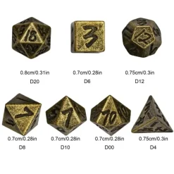 Udixi Dice Tilbehør^Metal Keychain Bullet with tiny Metal Poly Dice Set Bronze (7)