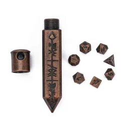 Udixi Dice Metal Keychain Bullet with tiny Metal Poly Dice Set Copper (7)* Tilbehør