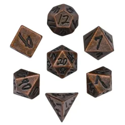 Udixi Dice Metal Keychain Bullet with tiny Metal Poly Dice Set Copper (7)* Tilbehør