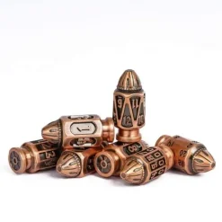 Udixi Dice Sett^Metal Poly Ancient Bullet Copper (7)