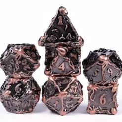 Udixi Dice Metal Poly Ancient Octopus Plated Copper (7) Terningsett* Sett