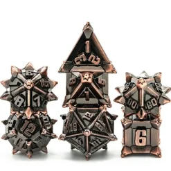 Udixi Dice Metal Poly Ancient Pinwheel Plated Copper (7) Terningsett* Sett