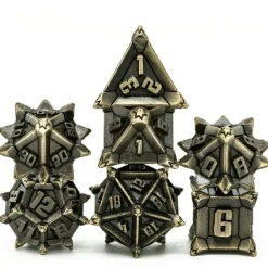 Udixi Dice Sett^Metal Poly Ancient Pinwheel Plated Bronze (7) Terningsett