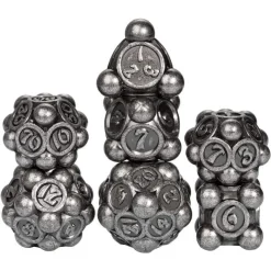 Udixi Dice Metal Poly Ball Barrel Plated Silver (7) Terningsett* Sett