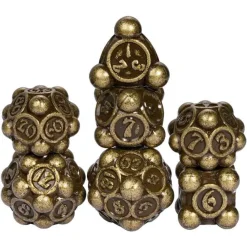 Udixi Dice Sett^Metal Poly Ball Barrel Plated Bronze (7) Terningsett