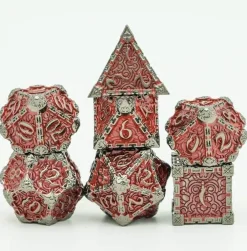 Udixi Dice Sett^Metal Poly Dagger of Venom Red, Black /Silver (7) Terningsett