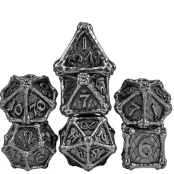 Udixi Dice Sett^Metal Poly Dragon Bones Barrel Silver (7) Terningsett