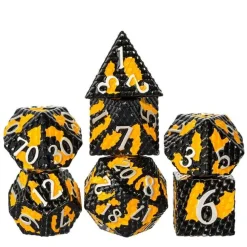 Udixi Dice Sett^Metal Poly Dragon Scale Black, Orange /White (7) Terningsett
