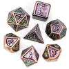 Udixi Dice Metal Poly Enamel Green, Purple /Copper (7) Terningsett* Sett