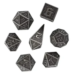 Udixi Dice Sett^Metal Poly Maze Dice Barrel Silver (7) Terningsett