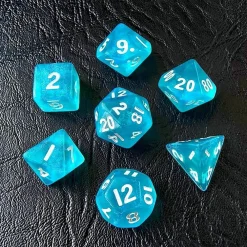 BesCon Industrial Co. Sett^Moonstone Mini Poly Light Blue /White (7) Terningsett