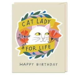 Em & Friends Kort, Bursdag & Anledning^6-Pack Cat Lady for Life - Birthday Sticker Cards
