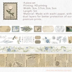Tilbehør^Petals & Parchment Washi Tape and Sticker Set (4)