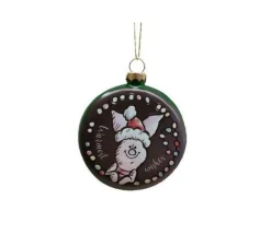 Disney-jul Piglet Glass Disc Ornament 8 cm* Julekuler
