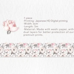 Tilbehør^Pink Camellia Wide Washi Tape