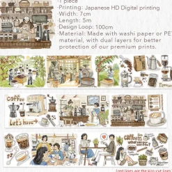 Tilbehør^Pre-cut Life of Coffee Wide Washi Tape