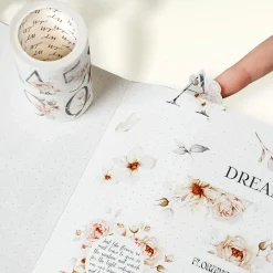 Tilbehør^Pre-cut Rosé Scripts Wide Washi Tape