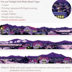 Tilbehør^Pre-cut Twilight Veil Washi Tape Set