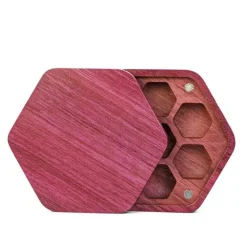 Udixi Dice Purple Heart Hexagon Wooden Dice Box Terningboks* Boks