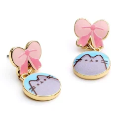Pusheen Bow Golden Enamel Drop Earrings* Smykker|Smykker
