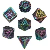 Udixi Dice Rainbow Metal Poly Pattern Druid (7)* Sett