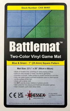 Chessex Reversible Battlemat Blue/Green 1 inch Squares Battlemat* Kart & Battlemaps