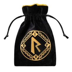Q-Workshop Runic Black & Golden Velour Dice Bag Terningpose* Poser & Beger