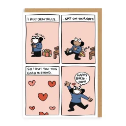 Kort, Bursdag & Anledning^Sat On Your Gift Happy Birthday Greeting Card
