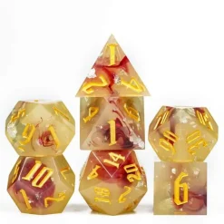 Udixi Dice Sett^Sharp Edge Resin Poly Blood /Gold (7) Terningsett