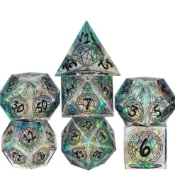 Udixi Dice Sett^Sharp Edge Resin Poly Pattern Magic Array /Black (7) Terningsett