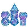 Udixi Dice Sharp Edge Resin Poly Two-Color Glitter Paper Purple, Blue /Silver (7)* Sett