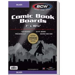 Silver Comic Backing Boards (100) BCW* Tilbehør & Oppbevaring