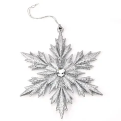 Widdop-jul Julekuler^Silver Glitter Snowflake with Gem Hanging Decoration