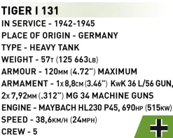 COBI WW2 1:72 Cobi^Tiger I 131