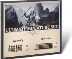 Vallejo Maling^Ultimate Miniature Set Paint & Brushes (6)