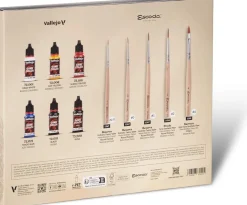 Vallejo Maling^Ultimate Miniature Set Paint & Brushes (6)