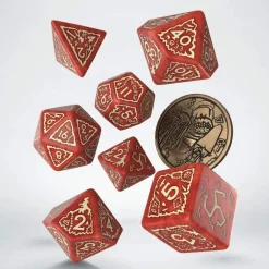 Q-Workshop Witcher Crones Brewess Poly Red /Beige w /Coin (7) Terningsett, Witcher* Sett