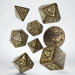 Q-Workshop Sett^Witcher Crones Weavess Poly Brown /Beige w /Coin (7) Terningsett, Witcher