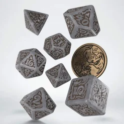 Q-Workshop Sett^Witcher Leshen The Shapeshifter Poly Brown /Gray w /Coin (7) Terningsett, Witcher