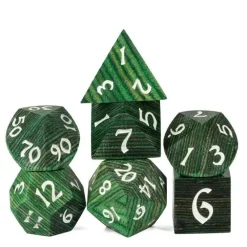 Udixi Dice Wood High Quality Colorful Striped Green /White (7)* Sett
